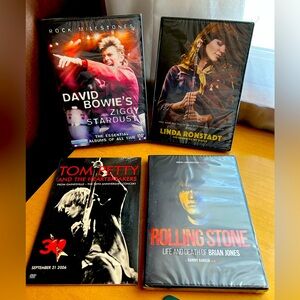 David Bowie, Rolling Stone, Tom Perry and Linda Ronstadt DVD’s